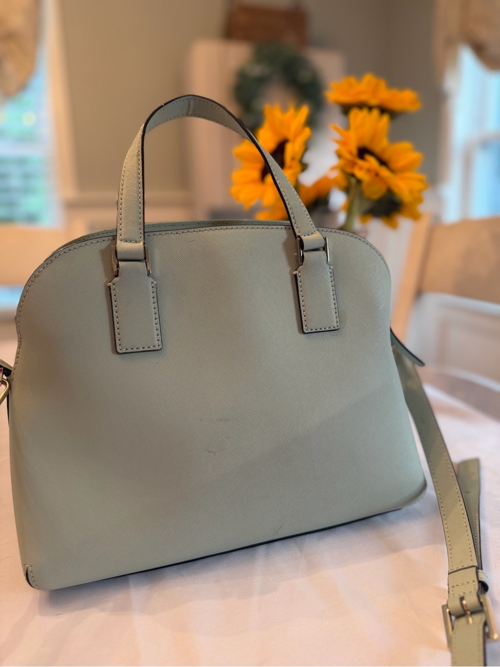Kate Spade New York Mint Green Saffiano Leather Satchel Crossbody EUC - Picture 2 of 7
